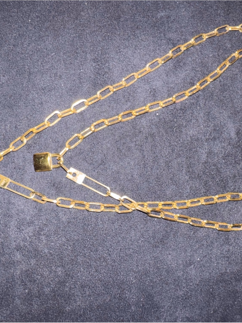 Gold Link Chain Necklace with Padlock Pendant - Women's Jewelry